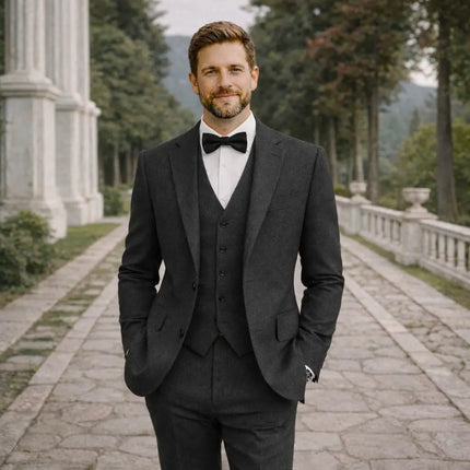 Sweetearing Tweed Suit Men's Vintage Classic Tuxedos