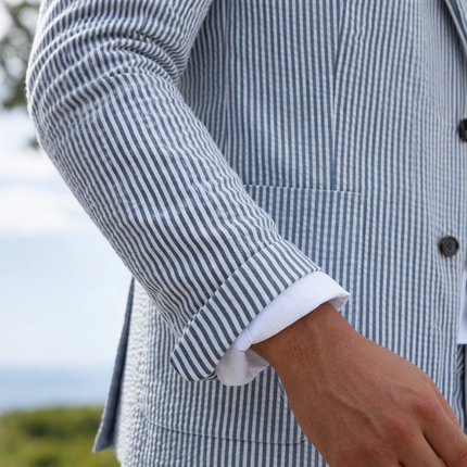 Men's Summer Beach Wedding Suits Lightweight Seersucker 2 Piece Suits