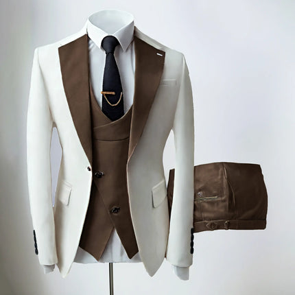 Sweetearing Men's Suits Slim Fit Notch Lapel Tuxedos 3 Pieces Suit