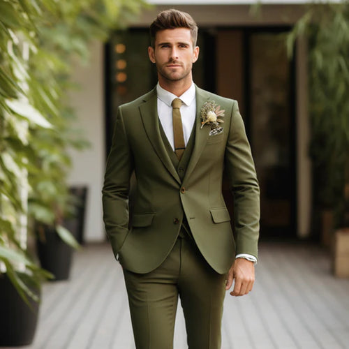 Olive double breasted suit best sale