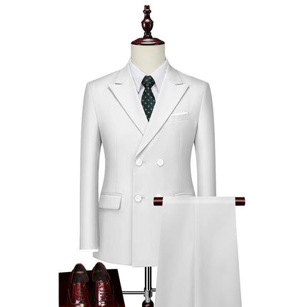 white suit，white suit, white men's suit, white wedding suit, black suit, black men's suit, black wedding suit, 2 Pieces Mens Suit Flat Peak Lapel Tuxedos For Wedding Business Occasions:  Everyday workwear. Business meetings. Social Gatherings:  Parties and events. Weddings. Special Events:  Graduation ceremonies. Award ceremonies. Casual Moments:  Weekend gatherings. Casual dates. Entertainment Events:  Stage performances. Concerts or theaters.