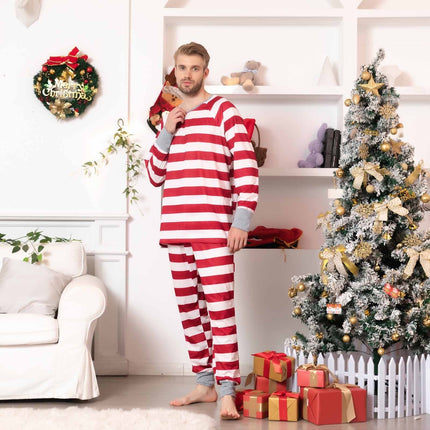 Matching Family Christmas Pajamas Holiday Red and White Striped Pajamas-Dog Pajamas