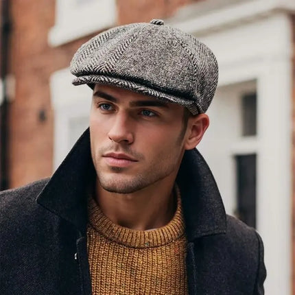 Vintage Herringbone Newsboy Caps Men