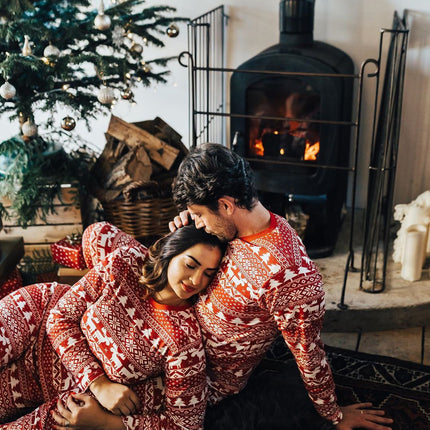 Matching Family Christmas Pajama with Tree Reindeer Snowflakes Print Pjs Set
