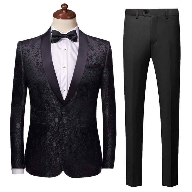 Men's 2-Piece Suits Jacquard Tuxedo Flower Tux 5 Color