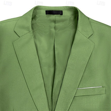 Men's Wedding Suits Sage Summer Fashion Formal Solid Colored Standard Fit 3 Piece Single Breasted Two-buttons