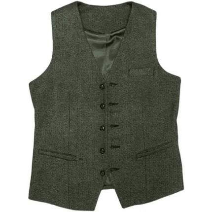 Mens 3 Piece Green Tweed Suits Wedding Suit Tuxedos