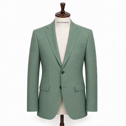 Men’s Sage Green Tuxedo 3 Piece Wedding Suit – Slim Fit Single Breasted Blazer