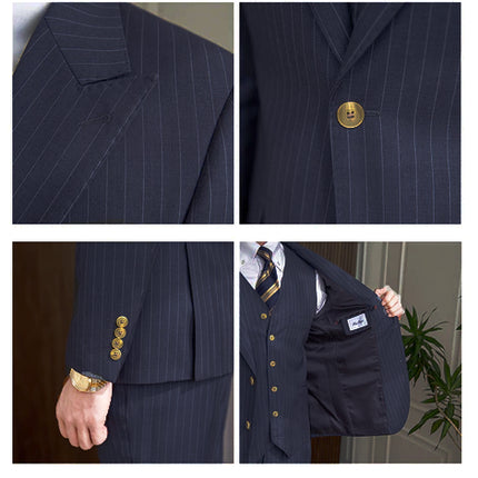Casual Men's 3 pieces Suit Wide Peak Lapel Flat Tuxedo