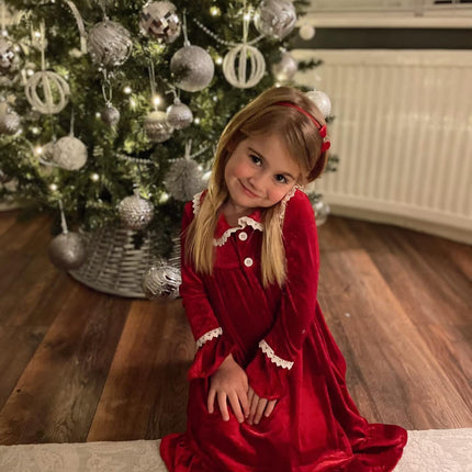 Matching Family Christmas Pajamas Red Velvet Sleepwear