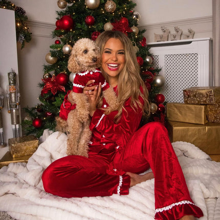 Matching Family Christmas Pajamas Red Velvet Sleepwear