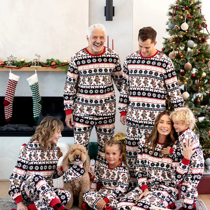 Christmas Matching Family Fleece Pajamas Set Gingerbread and Snowflake Print PJS with Christmas Socks Red