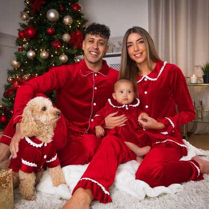 Matching Family Christmas Pajamas Red Velvet Sleepwear