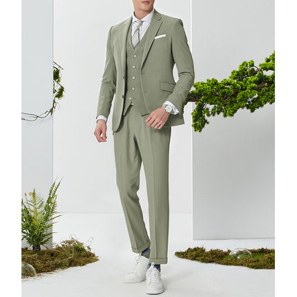 Men's Suit 3 Piece Sage Green Notch Lapel Tuxedo