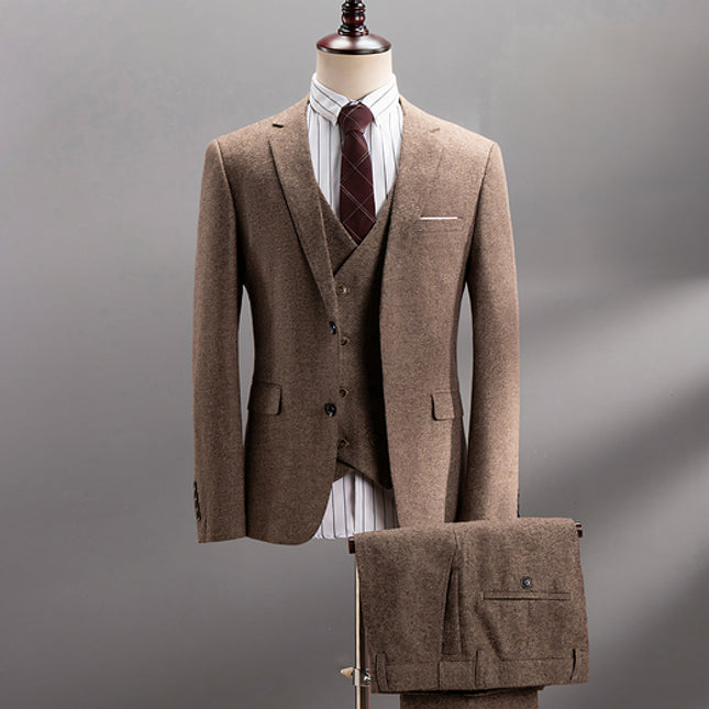Men's 3 Pieces Suit Classic Herringbone Tweed Notch Lapel Tuxedos