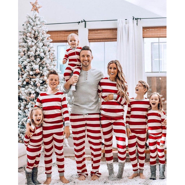 Matching Family Christmas Pajamas Holiday Red and White Striped Pajamas-Dog Pajamas