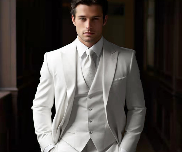 white dress suit men's Modern Fit this suit is sure to make you stand out from the crowd Men's Suit White 3 Piece