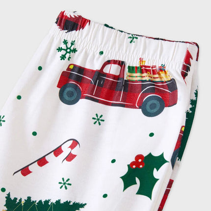 Matching Christmas Family Pajama with Allover Xmas Tree Car Print Long-sleeve Family Matching Pajamas