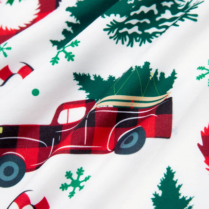 Matching Christmas Family Pajama with Allover Xmas Tree Car Print Long-sleeve Family Matching Pajamas