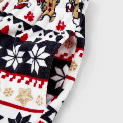 Christmas Matching Family Fleece Pajamas Set Gingerbread and Snowflake Print PJS with Christmas Socks Red