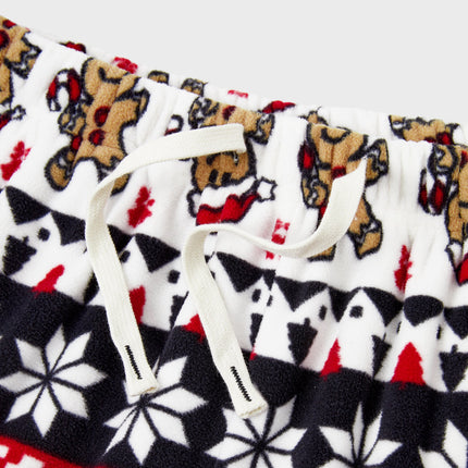 Christmas Matching Family Fleece Pajamas Set Gingerbread and Snowflake Print PJS with Christmas Socks Red