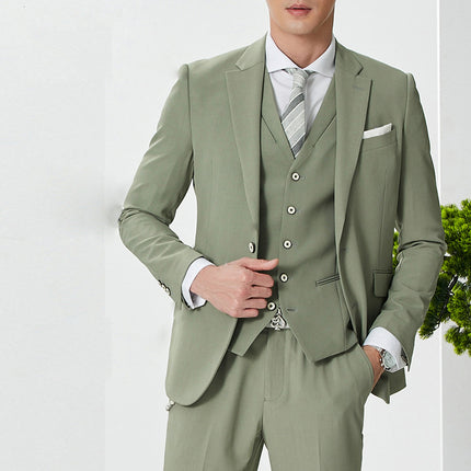 Men's Suit 3 Piece Sage Green Notch Lapel Tuxedo