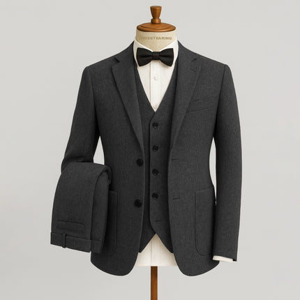 Sweetearing Tweed Suit Men's Vintage Classic Tuxedos