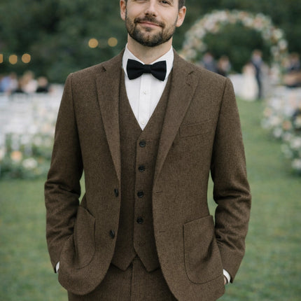 Sweetearing Tweed Suit Men's Vintage Classic Tuxedos