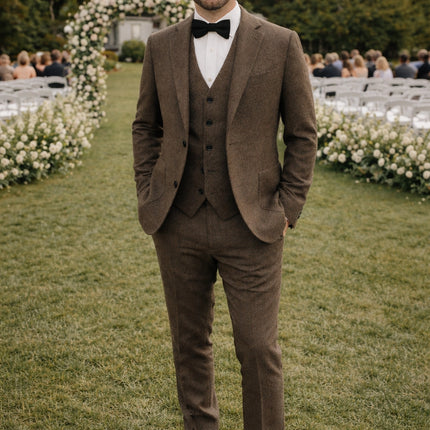 Sweetearing Tweed Suit Men's Vintage Classic Tuxedos