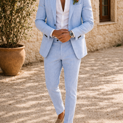 Men’s Linen Tailored Two Piece Wedding Suit By Sweetearing