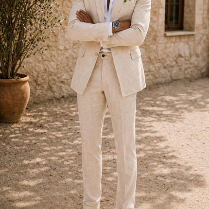 Men’s Linen Tailored Two Piece Wedding Suit By Sweetearing