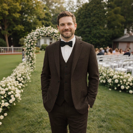 Sweetearing Men's Tweed Suit Wedding Suit Prom Tuxedo