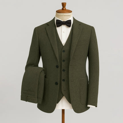 Sweetearing Tweed Suit Men's Vintage Classic Tuxedos
