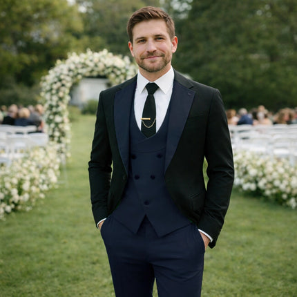 Men's 3 Pieces Suits One Button Contrast Tuxedos for Wedding Party Event