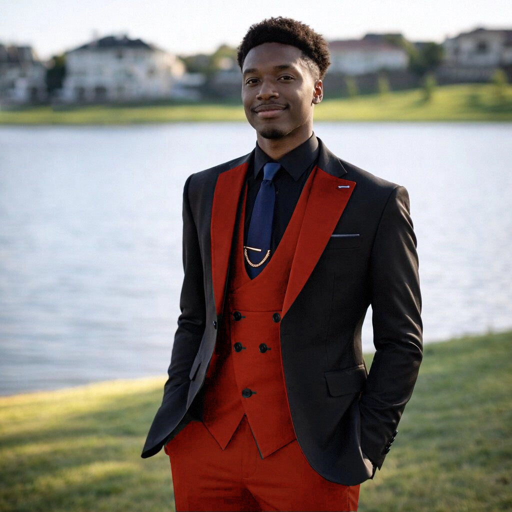 red dress shirt with black vest Ties2you Vest Jacket Black Red Floral Silk Vest Suit Dresses 46 chest will be 6 inches smaller than the jacket size Black Sleeveless Suit Vest |