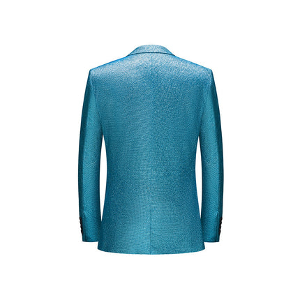 Men's 2-Piece Sequin Jacket with Peak Lapel in 4 Colors