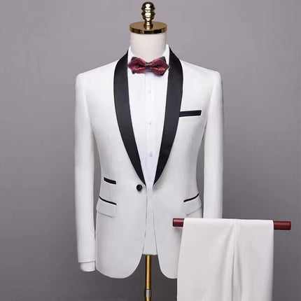 Men's Suit 2-Piece Wedding Suit Black White Tuxedo (Blazer + Pants)