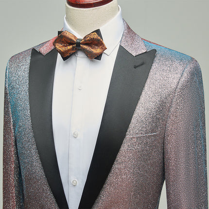 Men's 2-Piece Sequin Jacket with Peak Lapel in 4 Colors