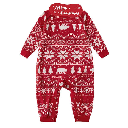 Matching Family Christmas Pajama with Tree Animals Snowflakes Print Pjs Set