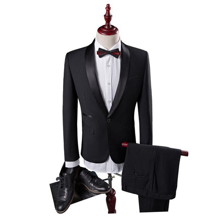 Men's Suit 2-Piece Wedding Suit Black White Tuxedo (Blazer + Pants)