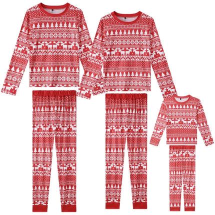 Matching Family Christmas Pajama with Tree Reindeer Snowflakes Print Pjs Set