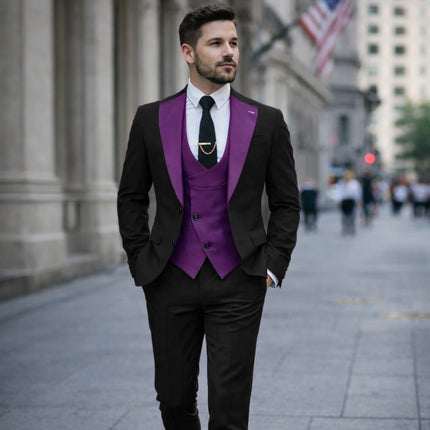 Mens' Notch Lapel Tuxedos Slim-Fitting  3 Pieces suit