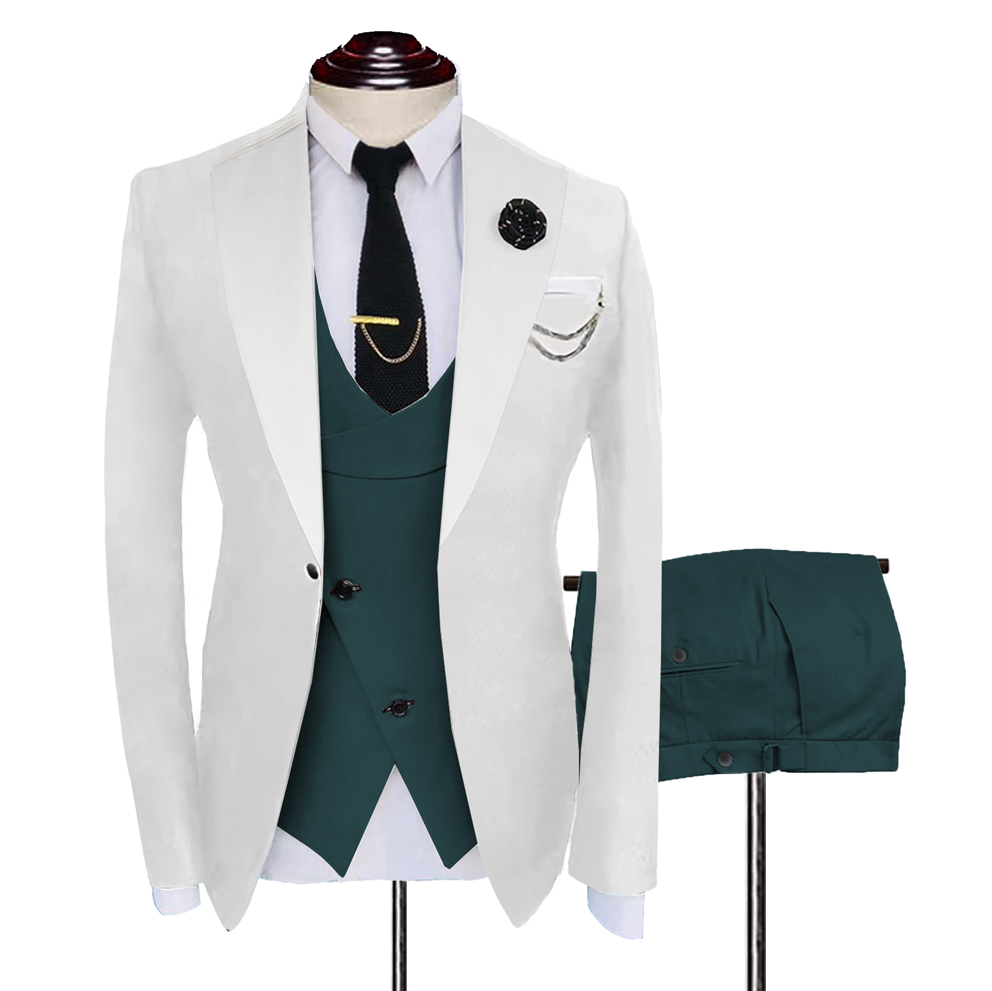 Costume 3 Pièces Homme Slim Fit ZDJSWJ - Veste 2 Boutons, Gilet, Pantalon, Pour Mariage, Fête, Affaires