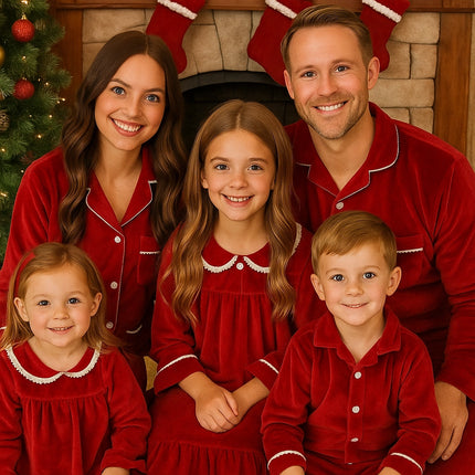 Matching Family Christmas Pajamas Red Velvet Sleepwear