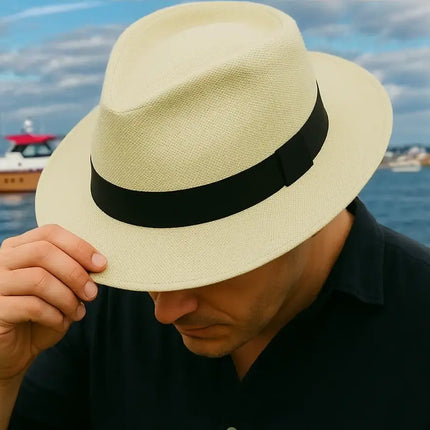 Classic Handmade Panama Hat Black Band Replica