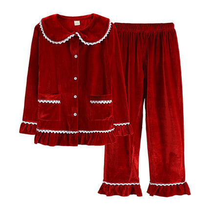 Matching Family Christmas Pajamas Red Velvet Sleepwear