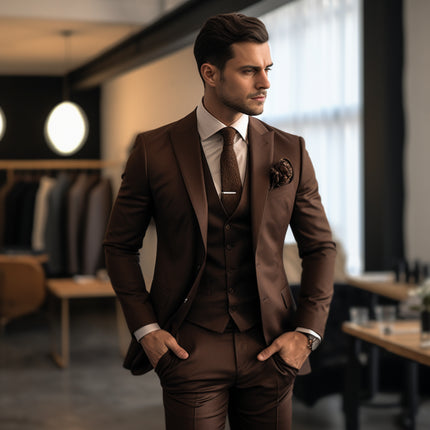 Men's Casual 3 Pieces Mens Suit Classic Notch Lapel Tuxedos (Blazer+Vest+Pants)