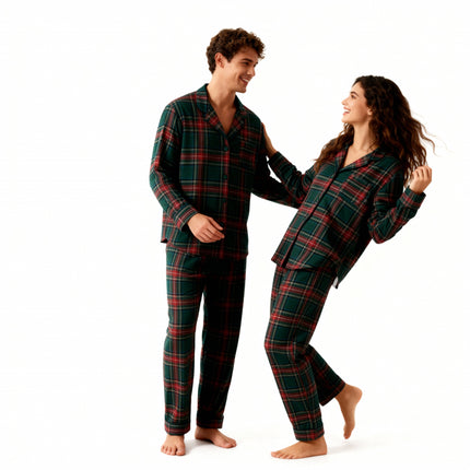 Family Christmas Plaid Button-Front Pajamas Sets