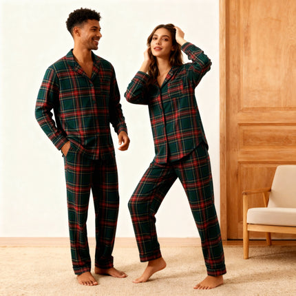Family Christmas Plaid Button-Front Pajamas Sets