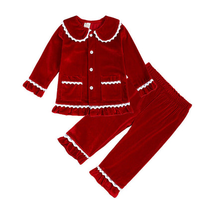 Matching Family Christmas Pajamas Red Velvet Sleepwear